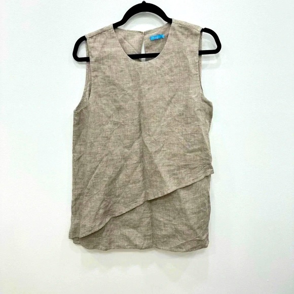 J. McLaughlin Theodora Sleeveless Houndstooth Linen tunic Top Sz Large New - Picture 2 of 7